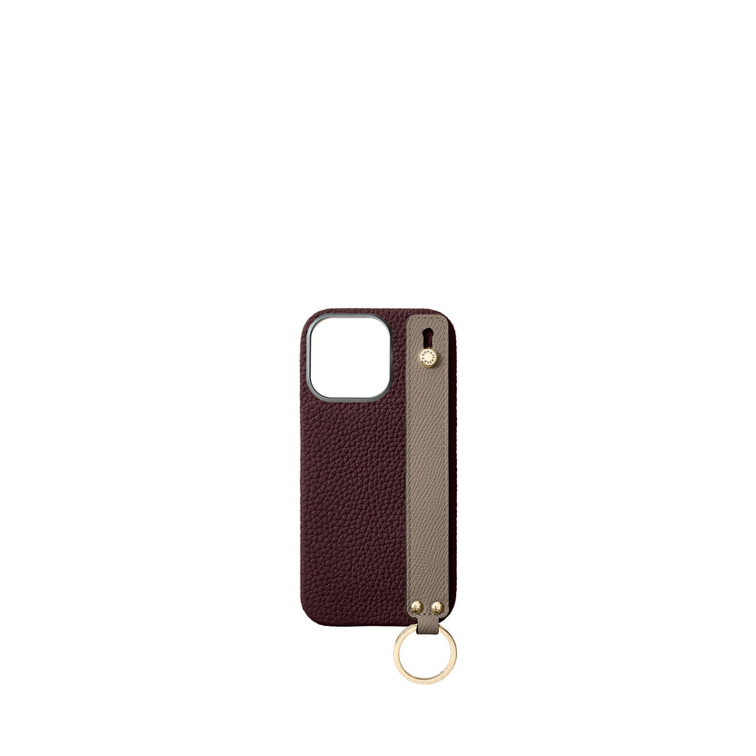 (iPhone 16 Pro) ハンドル付き バックカバーケース シュリンクレザー （ゴールド）