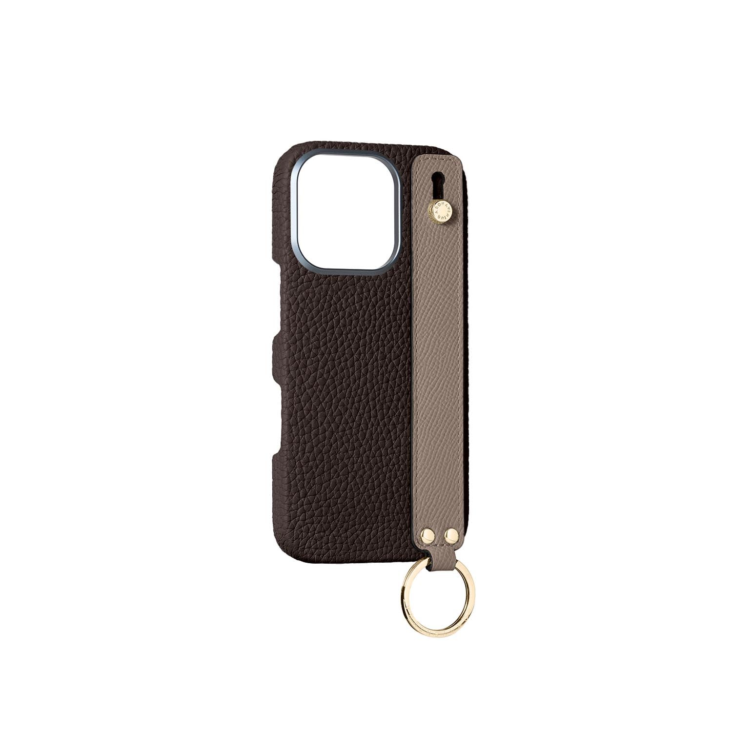 iPhone 16 Pro) ハンドル付き バックカバーケース シュリンクレザー