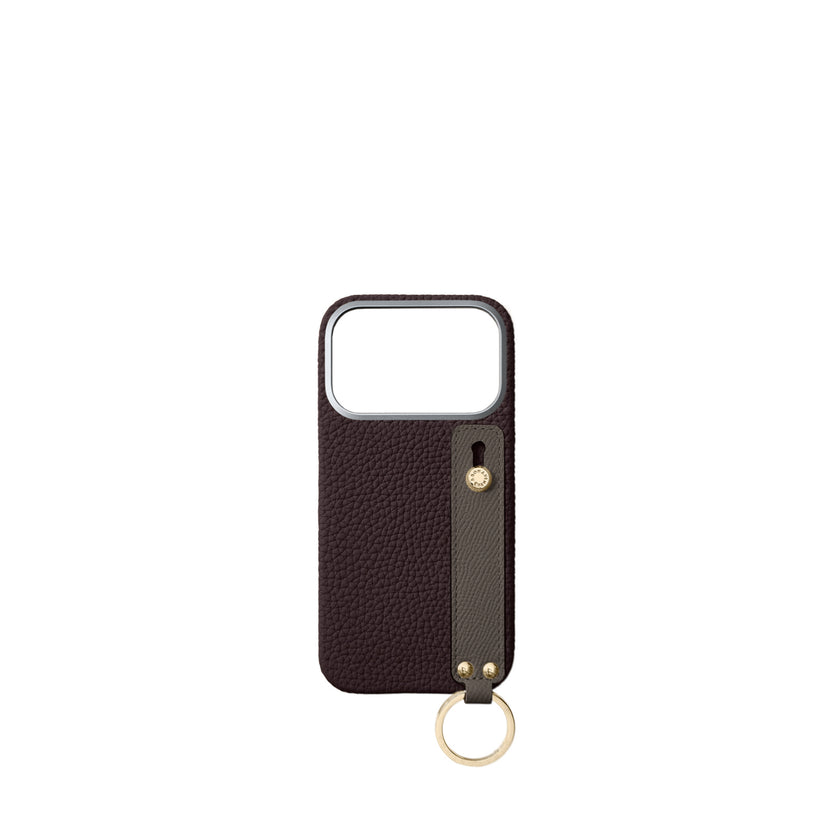 (iPhone 17 Pro) ハンドル付き バックカバーケース シュリンクレザー （ゴールド）