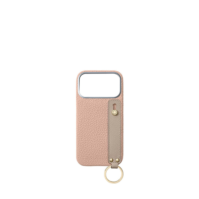 (iPhone 18 Pro Max) ハンドル付き バックカバーケース シュリンクレザー（ゴールド）