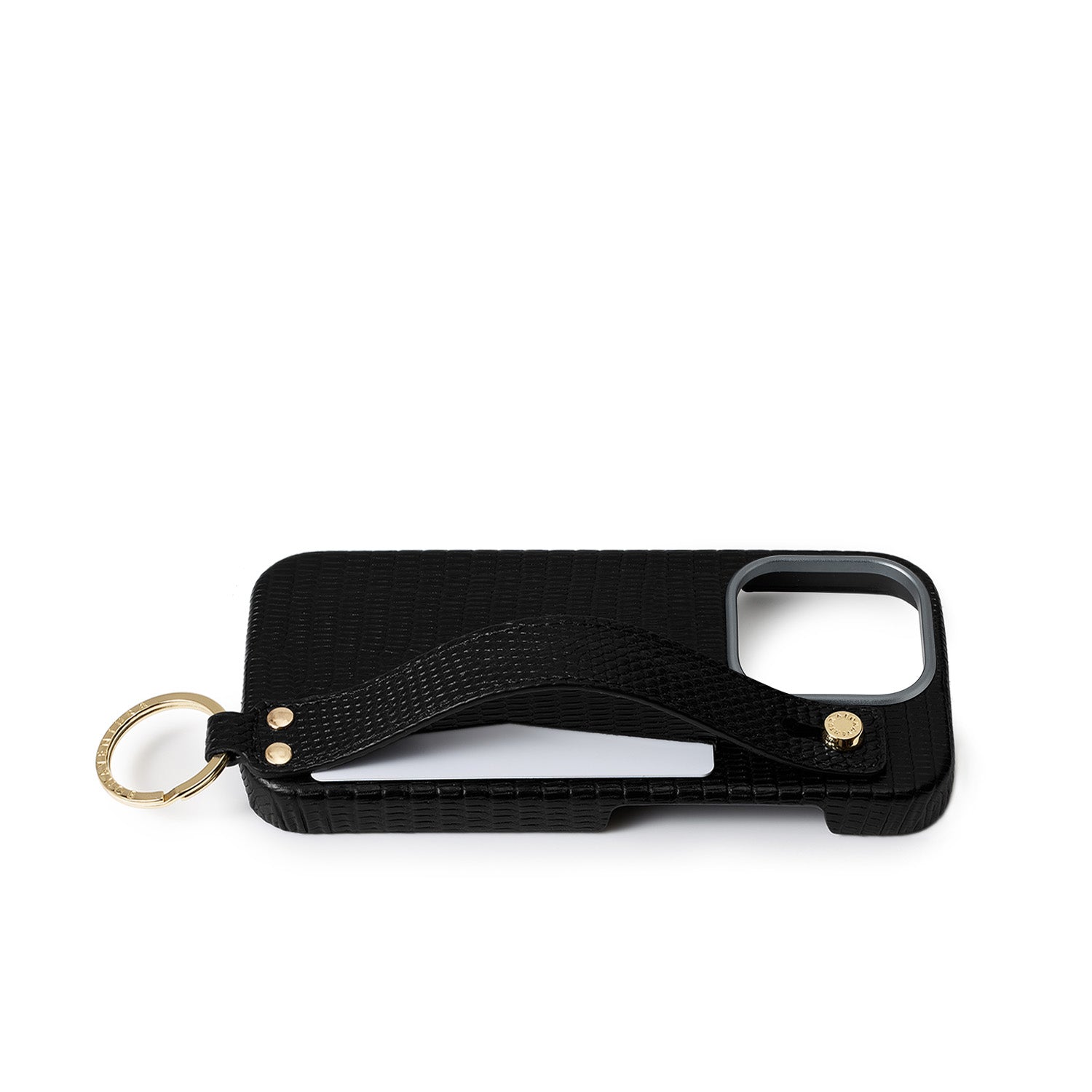 iPhone 15 Pro) ハンドル付き バックカバーケース リザードエンボス