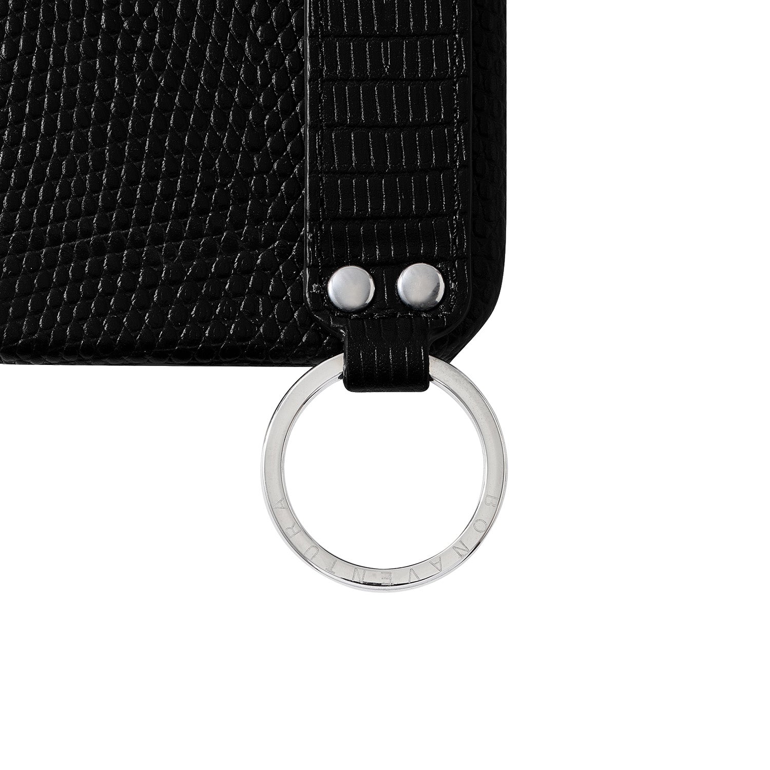 iPhone 16 Pro) ハンドル付き バックカバーケース リザードエンボスレザー