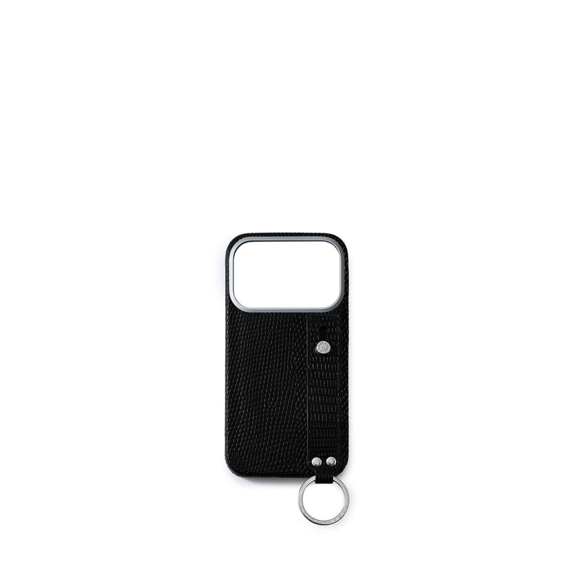 (iPhone 17 Pro) ハンドル付き バックカバーケース リザードエンボスレザー