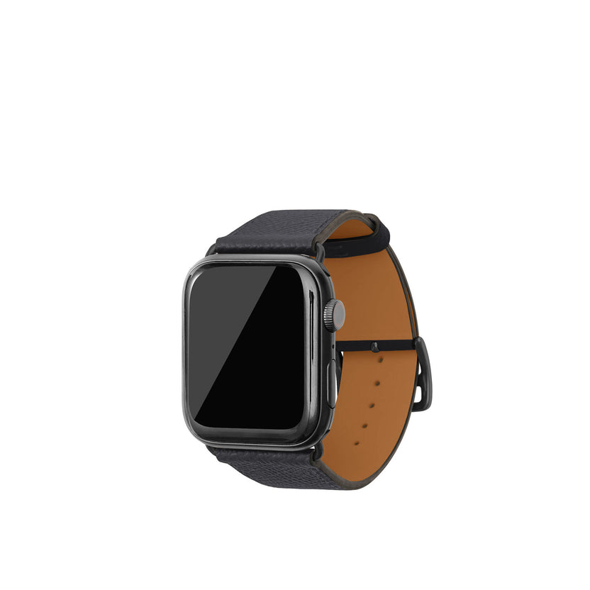 ノービレ Apple Watch レザーバンド【44mm/45mm/46mm/49mm, M/Lサイズ】 (アダプター：ブラック)
