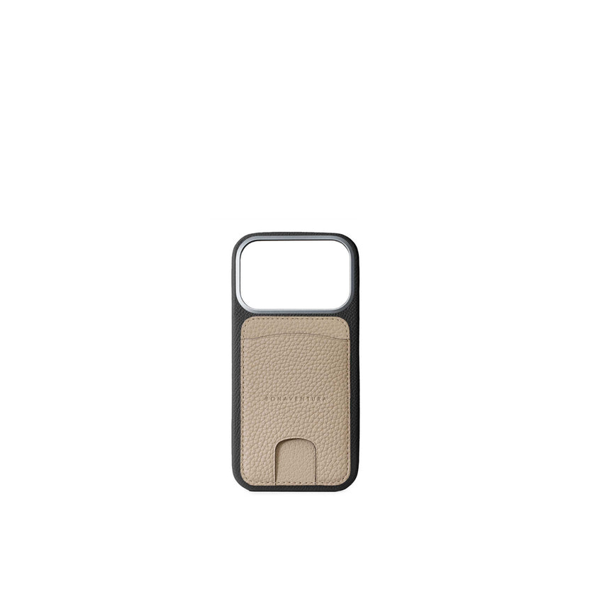 (iPhone 15) バックカバーケース ノービレレザー × マグネット カードケース シュリンクレザー