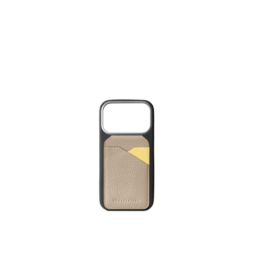 (iPhone 15) バックカバーケース ノービレレザー × マグネット スタンドカードケース バイカラー シュリンクレザー