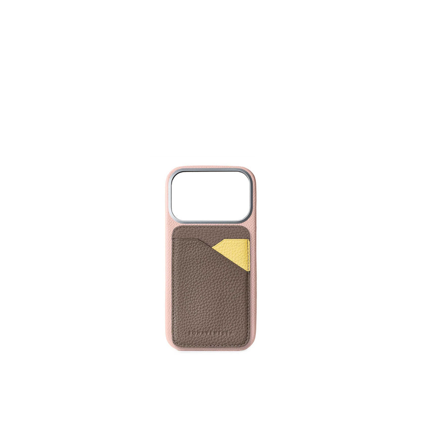 (iPhone 15) バックカバーケース ノービレレザー × マグネット カードケース バイカラー シュリンクレザー