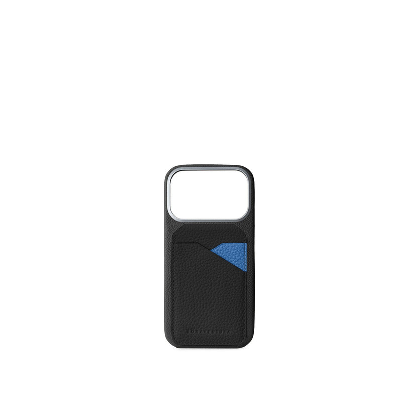 (iPhone 15 Pro) バックカバーケース ノービレレザー × マグネット スタンドカードケース バイカラー シュリンクレザー