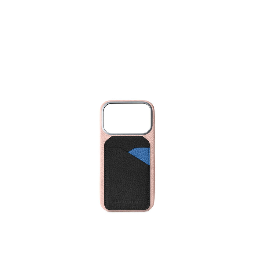 (iPhone 17 Pro) バックカバーケース ノービレレザー × マグネット スタンドカードケース バイカラー シュリンクレザー