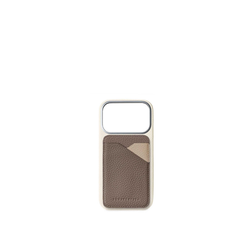 (iPhone 17 Pro) バックカバーケース ノービレレザー × マグネット カードケース バイカラー シュリンクレザー