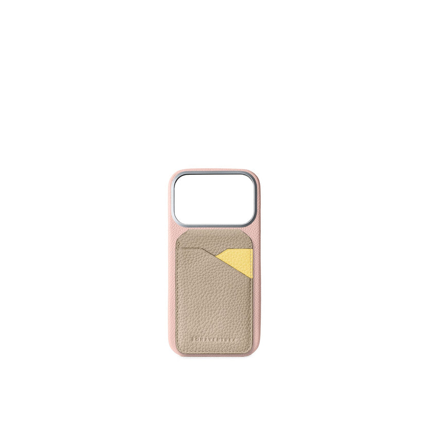 (iPhone 17 Pro Max) バックカバーケース ノービレレザー × マグネット スタンドカードケース バイカラー シュリンクレザー