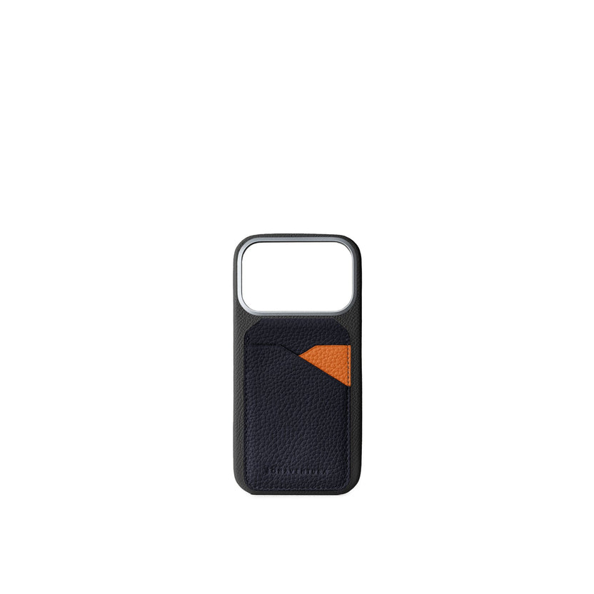 (iPhone 18 Pro Max) バックカバーケース ノービレレザー × マグネット スタンドカードケース バイカラー シュリンクレザー