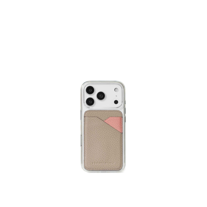 (iPhone 18 Pro / 17 Pro) クリア バックカバーケース × マグネット カードケース バイカラー シュリンクレザー