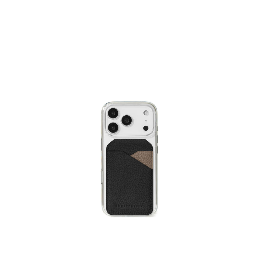 (iPhone 18 Pro / 17 Pro) クリア バックカバーケース × マグネット スタンドカードケース バイカラー シュリンクレザー