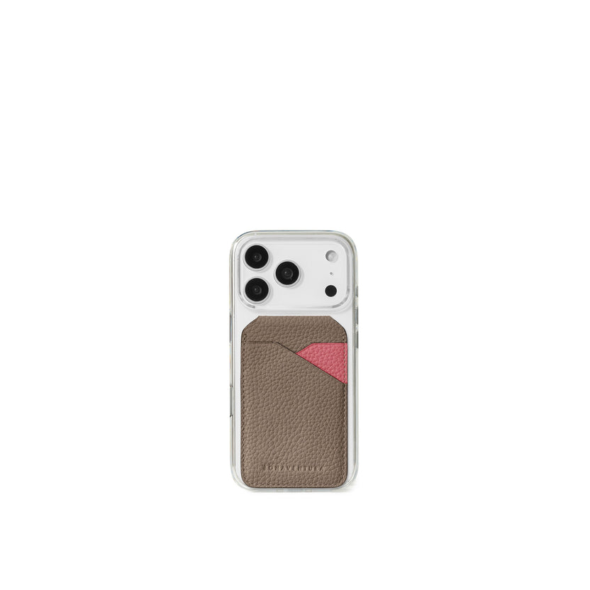(iPhone 18 Pro / 17 Pro) クリア バックカバーケース × マグネット スタンドカードケース バイカラー シュリンクレザー