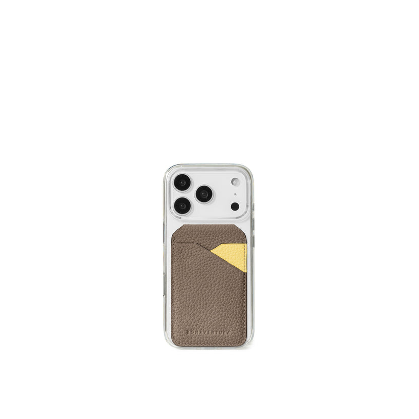 (iPhone 18 Pro / 17 Pro) クリア バックカバーケース × マグネット スタンドカードケース バイカラー シュリンクレザー