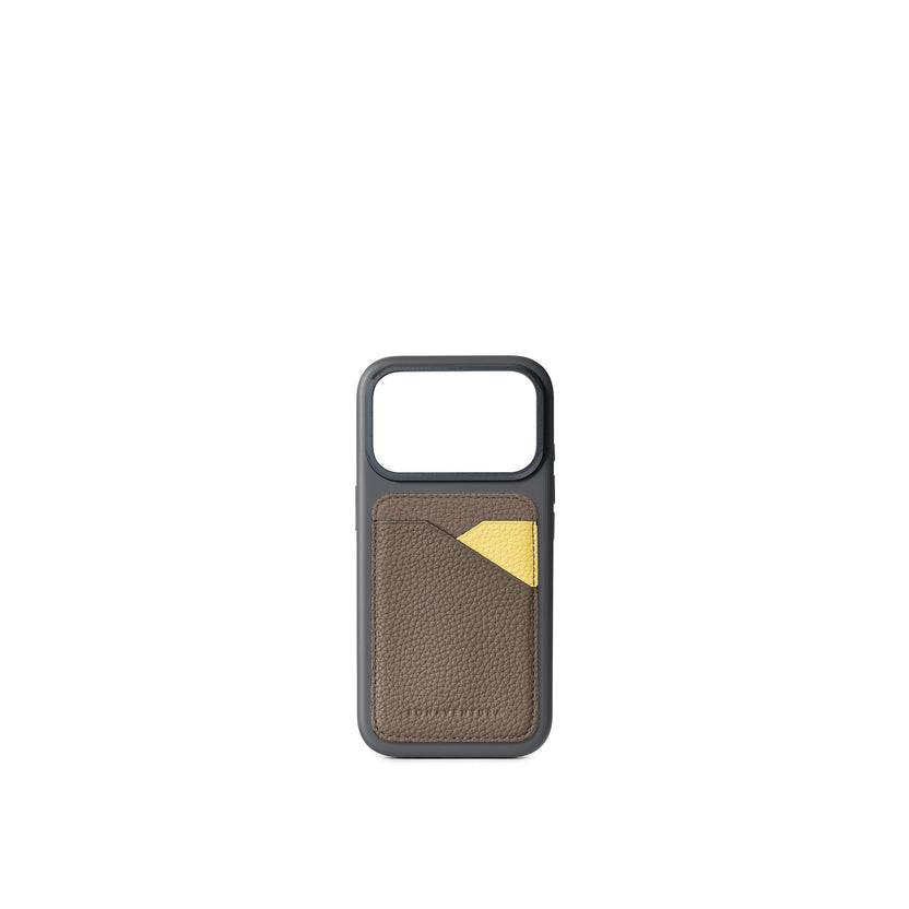 (iPhone 18 Pro / 17 Pro) カラー バックカバーケース × マグネット カードケース バイカラー シュリンクレザー