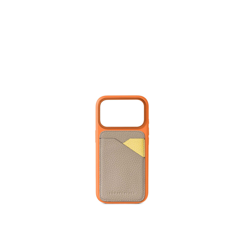(iPhone 18 Pro / 17 Pro) カラー バックカバーケース × マグネット カードケース バイカラー シュリンクレザー