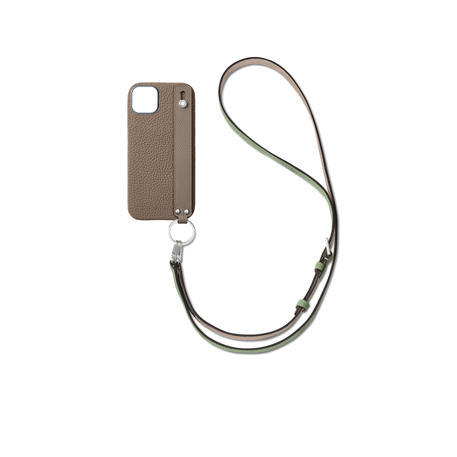 Back Cover with Handle Shoulder Strap Set Shrink Leather (iPhone 15 Plus)