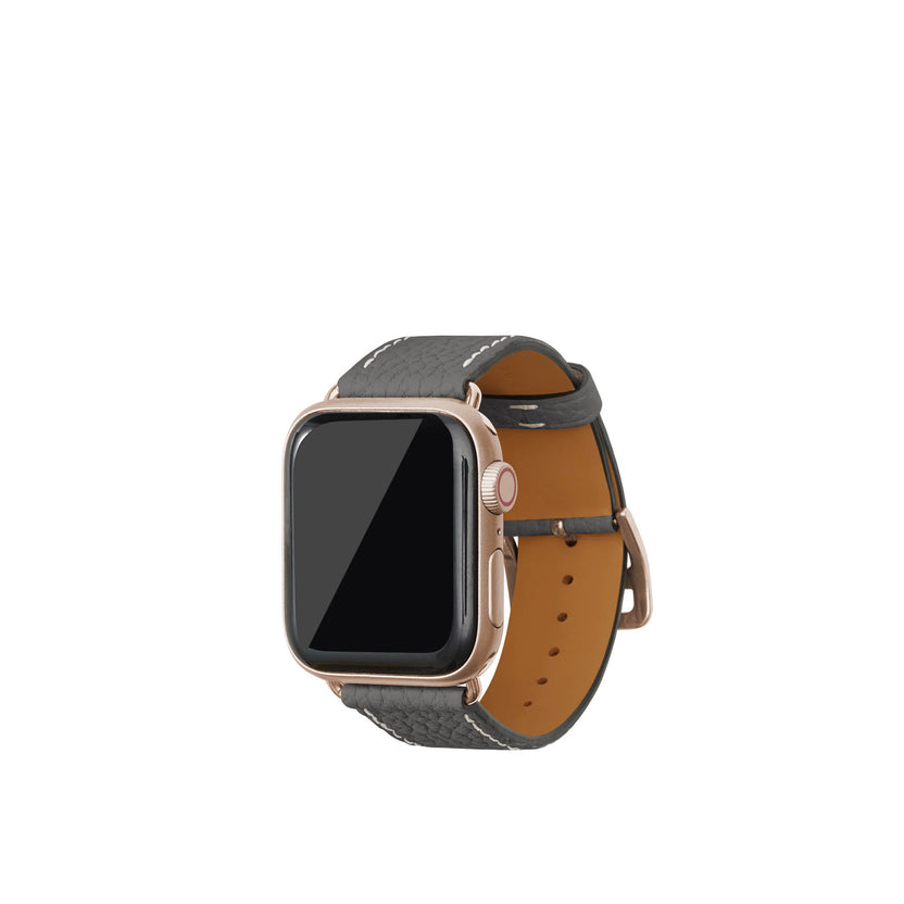 シュリンク Apple Watch レザーバンド【38mm/40mm/41mm/42mm, M/Lサイズ】 (アダプター：ゴールド)