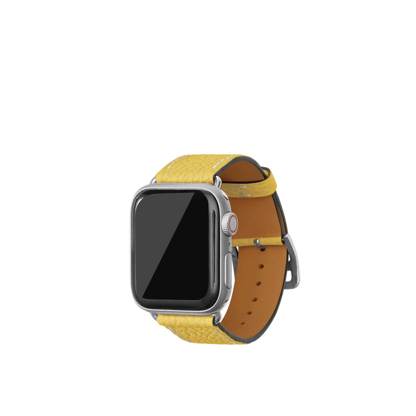 シュリンク Apple Watch レザーバンド【38mm/40mm/41mm/42mm, M/Lサイズ】 (アダプター：シルバー)