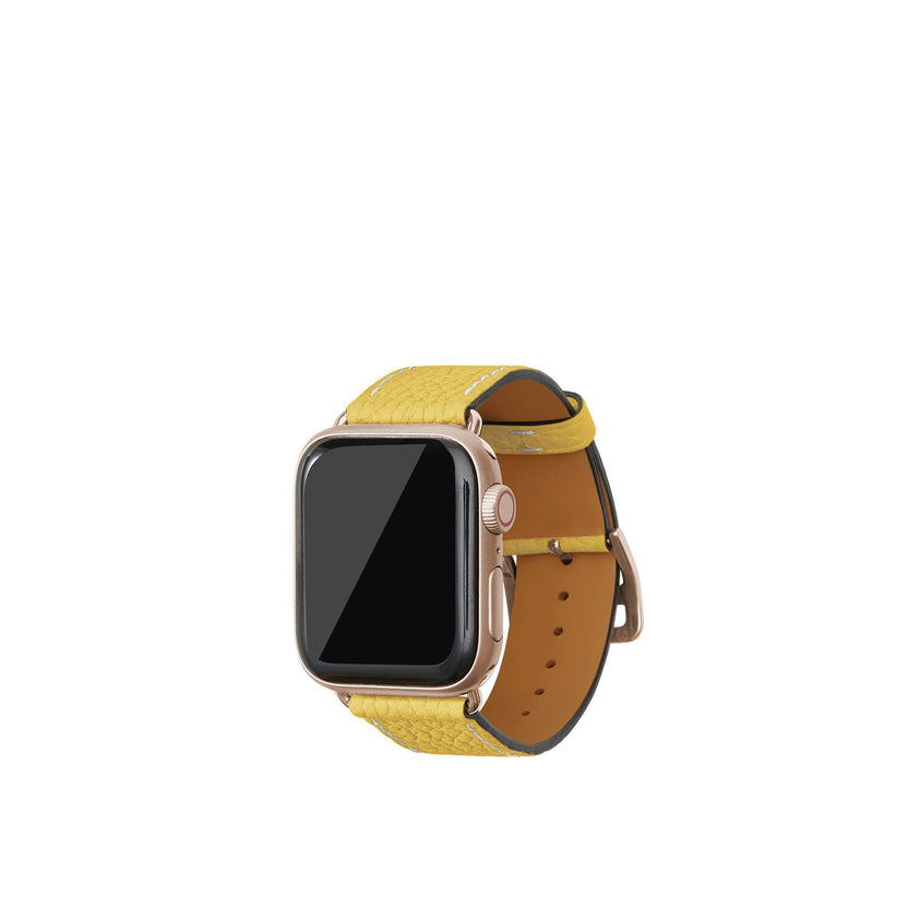 シュリンク Apple Watch レザーバンド【38mm/40mm/41mm/42mm, S/Mサイズ】 (アダプター：ゴールド)