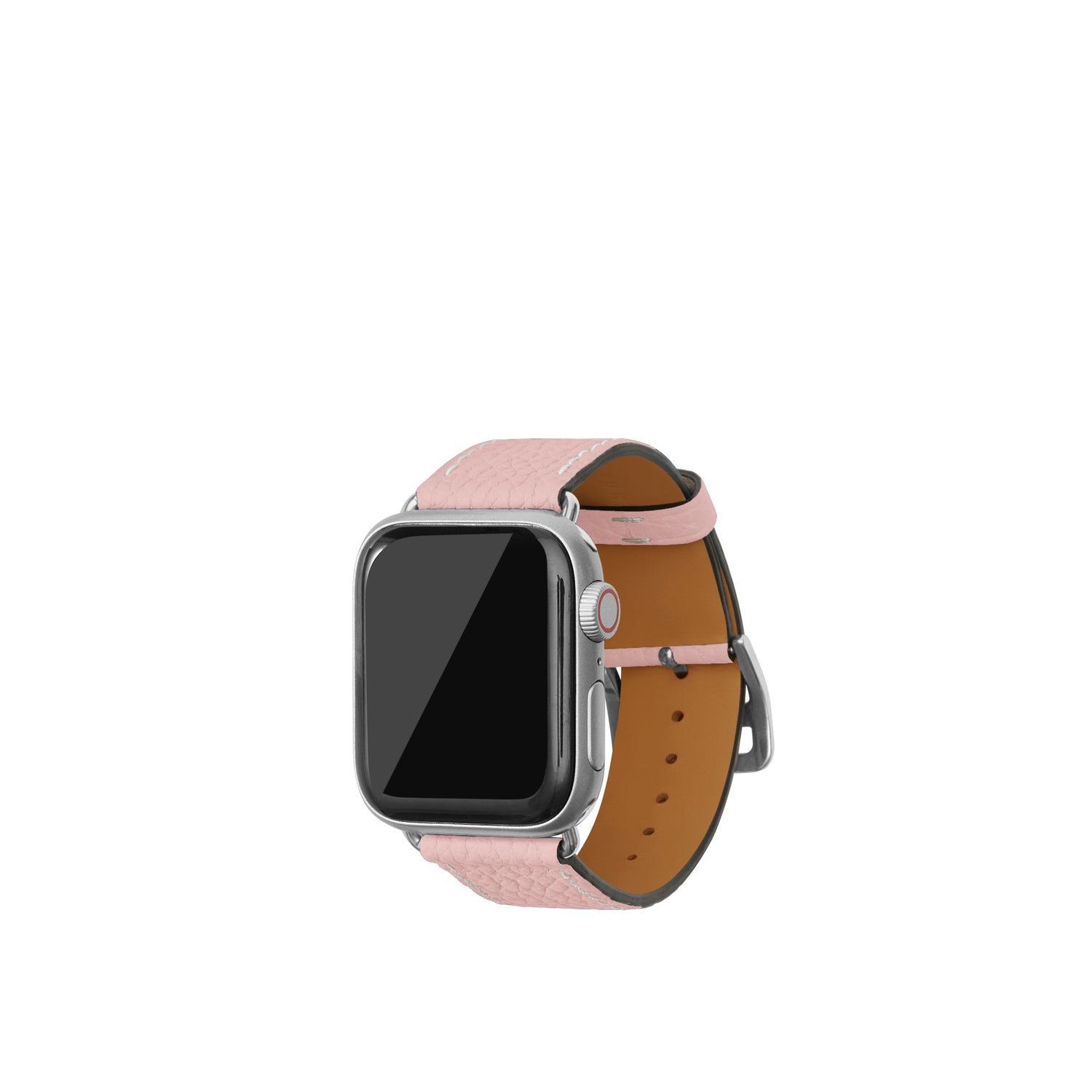 シュリンク Apple Watch レザーバンド【38mm/40mm/41mm/42mm, S/Mサイズ】 (アダプター:シルバー) サクラピンク(エトープ エッジペイント)