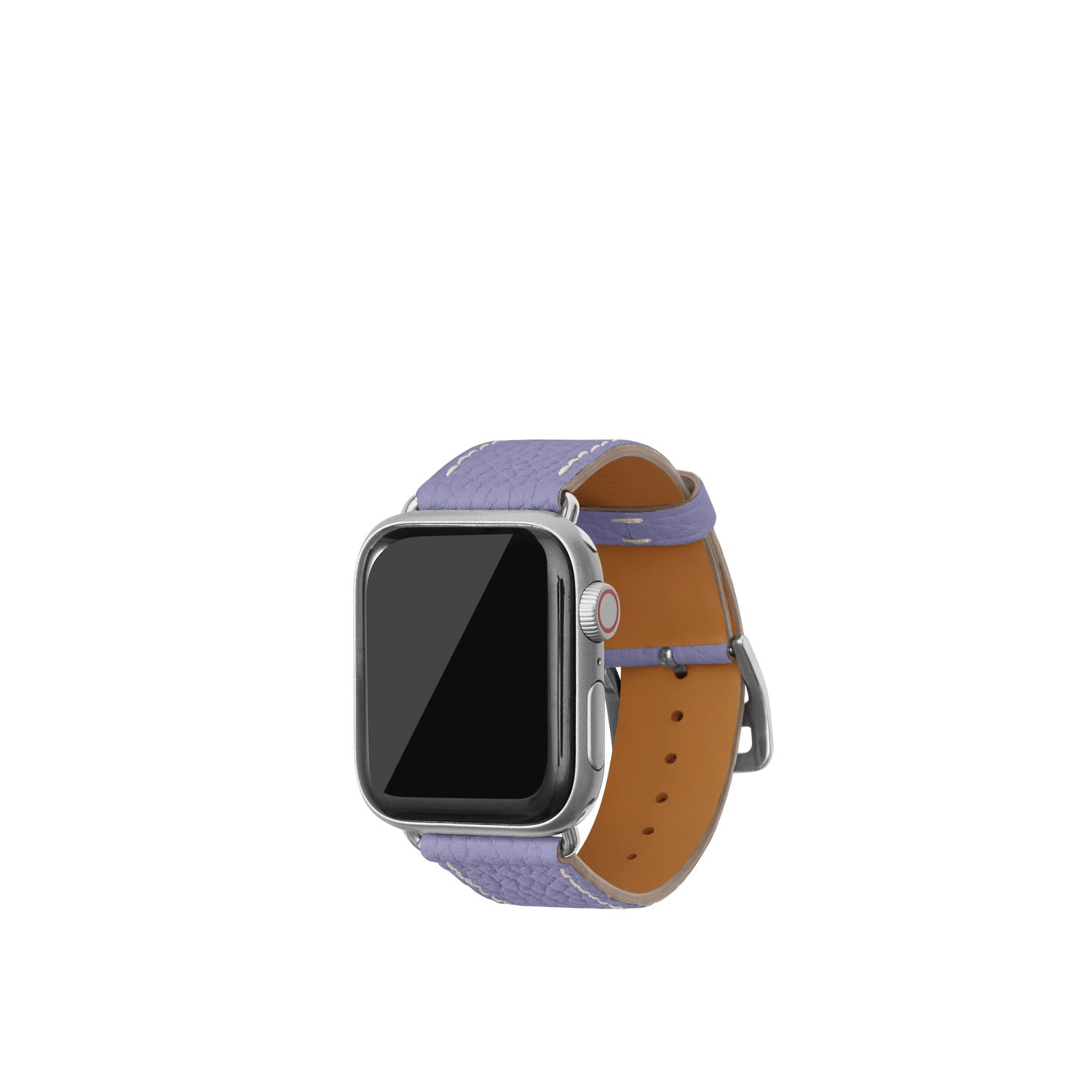 シュリンク Apple Watch レザーバンド【38mm/40mm/41mm/42mm, S/Mサイズ】 (アダプター:シルバー) ウィステリアパープル(エトープ エッジペイント)