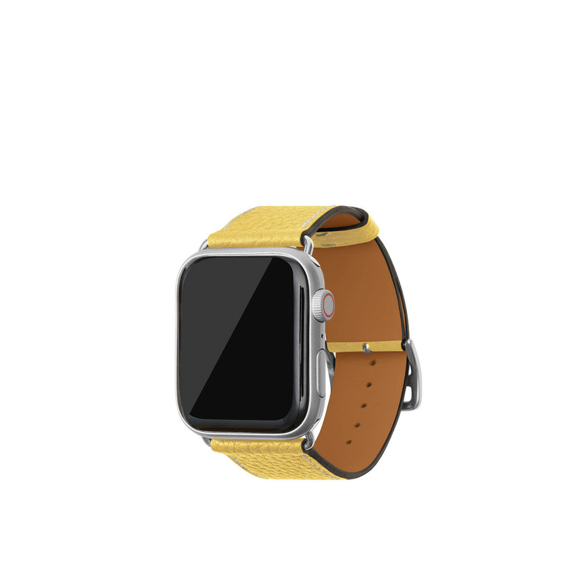 シュリンク Apple Watch レザーバンド【44mm/45mm/46mm/49mm, M/Lサイズ】 (アダプター：シルバー)