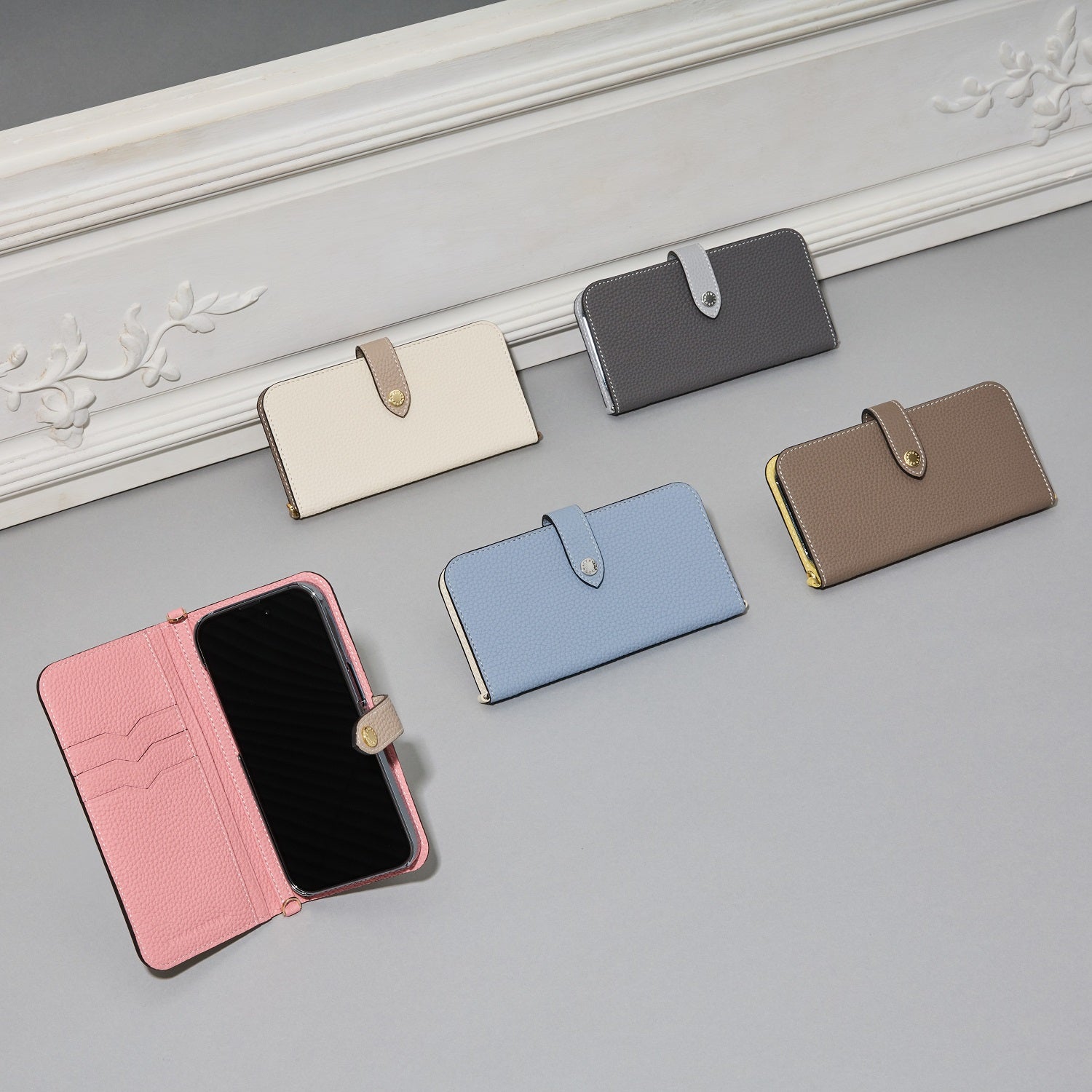 (iPhone 14 Pro) Belted Diary Case Shrink Leather