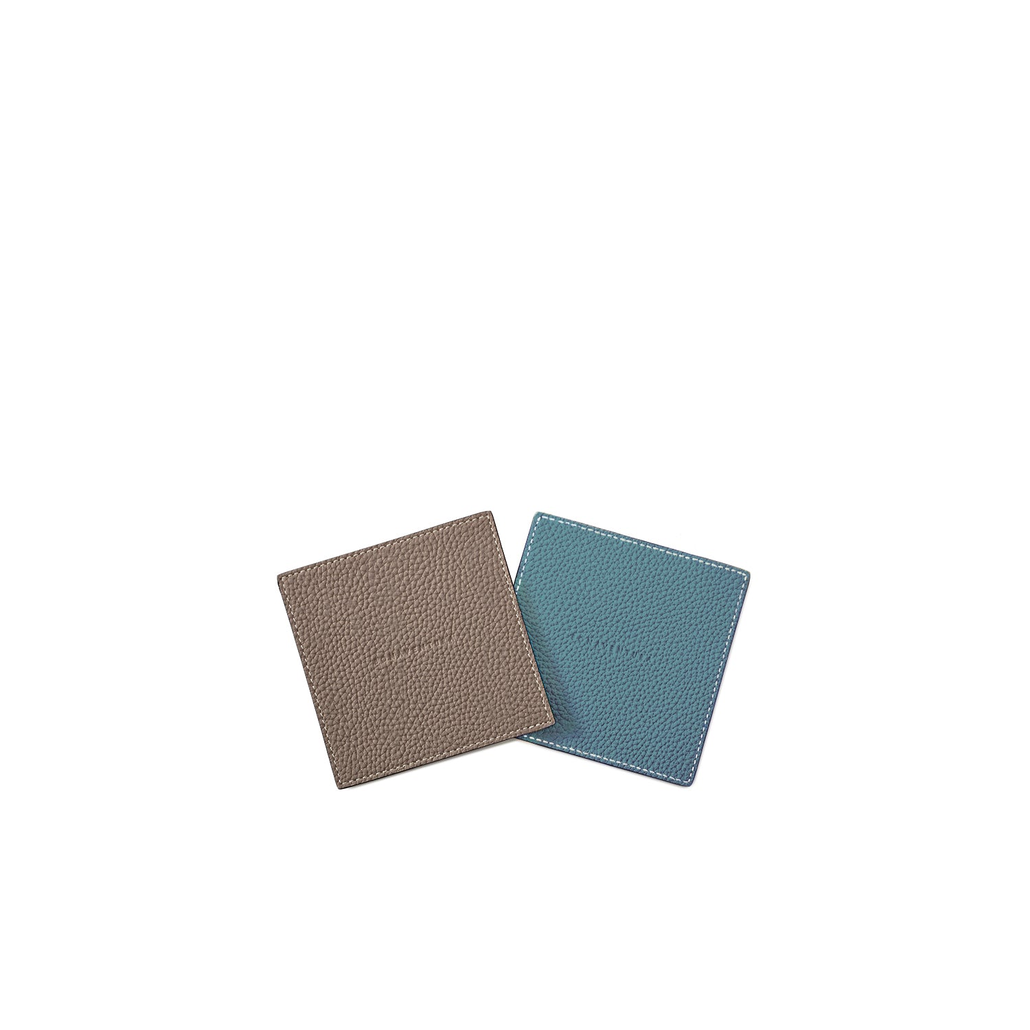 Set of 2 reversible coasters (square) in shrunk leather