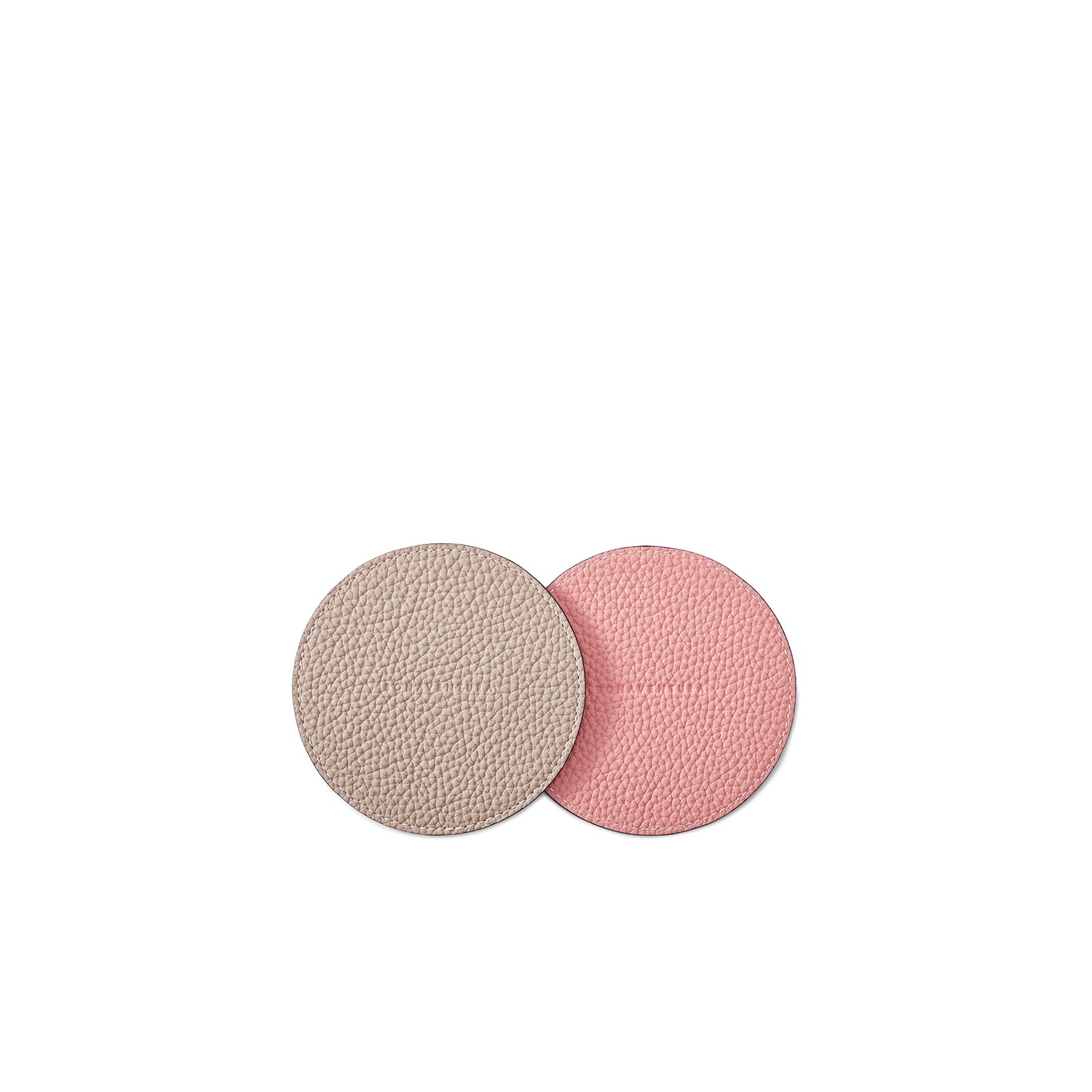 Set of 2 reversible coasters (round) in shrunk leather