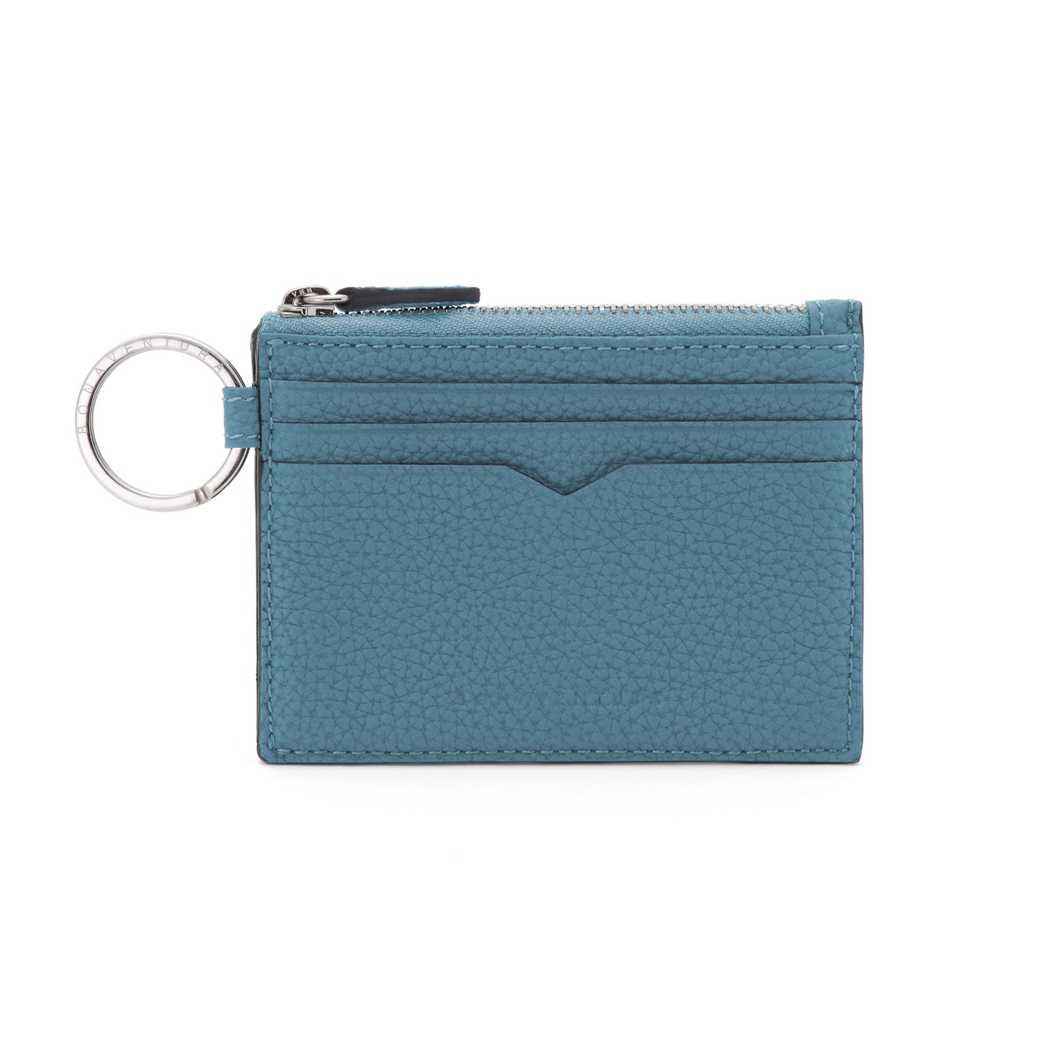Card case with key ring in shrink leather