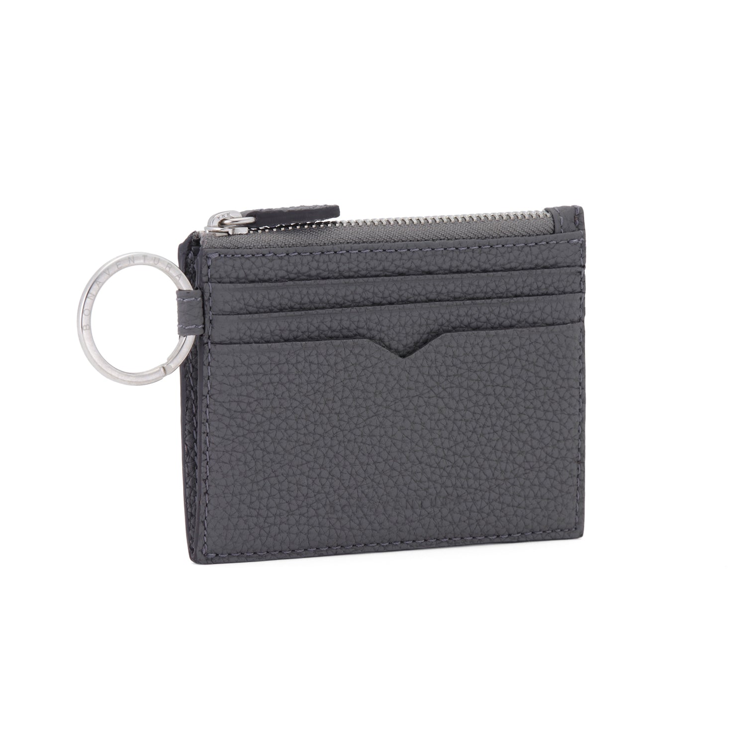 Card case with key ring in shrink leather