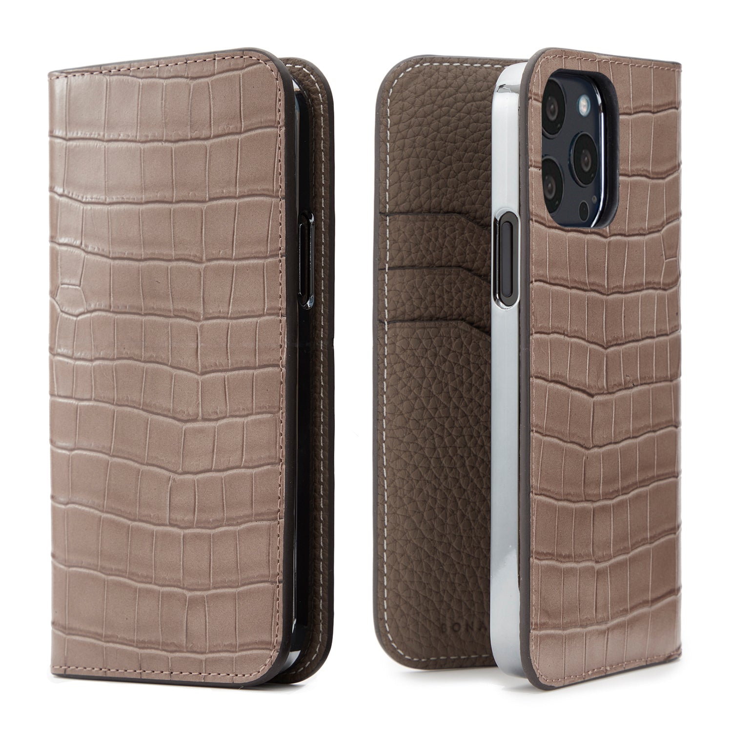 [Ginza store exclusive] (iPhone 13 Pro) Diary case embossed crocodile leather