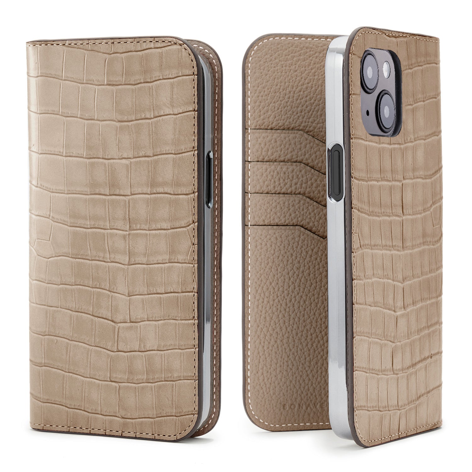 [Ginza store exclusive] (iPhone 14 Plus) Diary case embossed crocodile leather