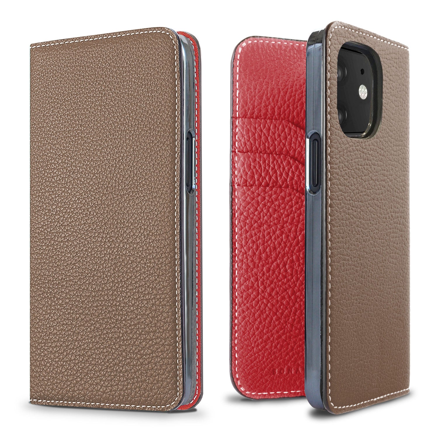 (iPhone 12 mini) Diary case in shrink leather