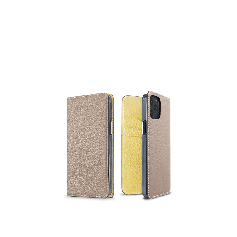 (iPhone 12 / 12 Pro) ダイアリーケース シュリンクレザー