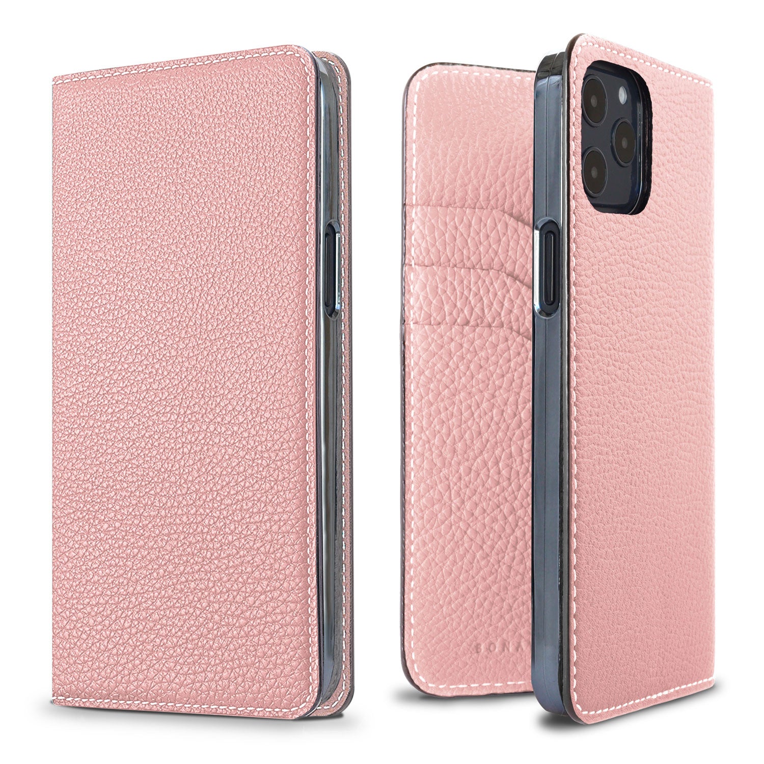 (iPhone 12/12 Pro) Diary Case Shrink Leather