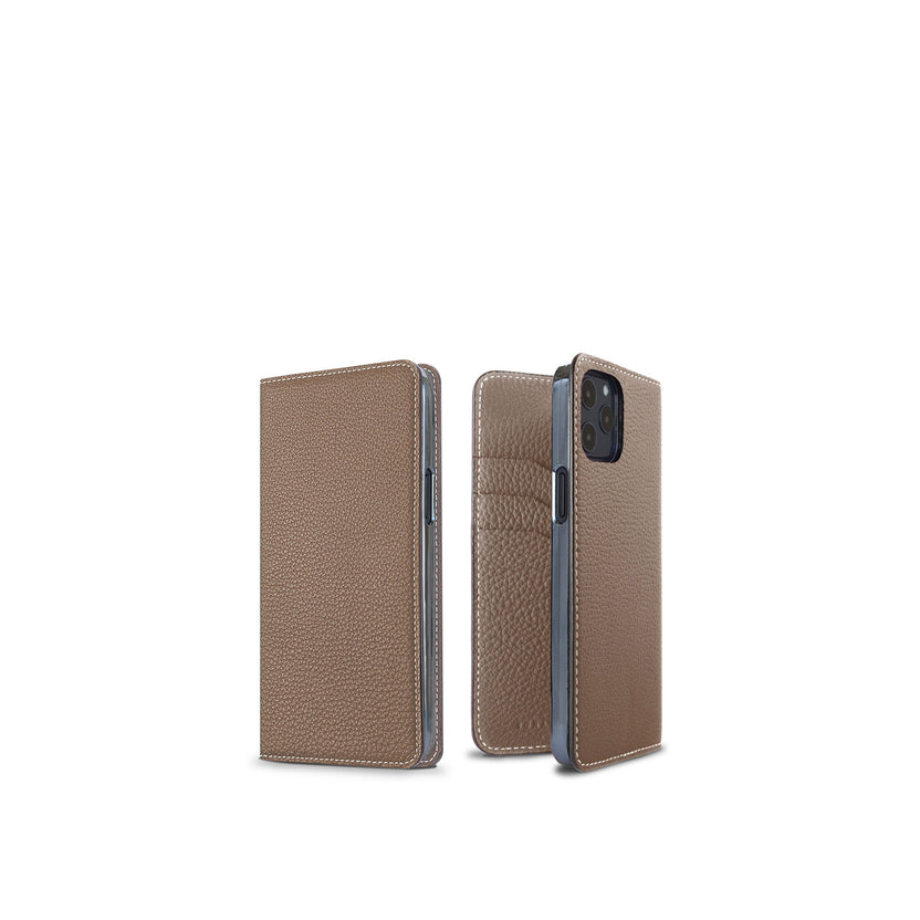 (iPhone 12 / 12 Pro) ダイアリーケース シュリンクレザー
