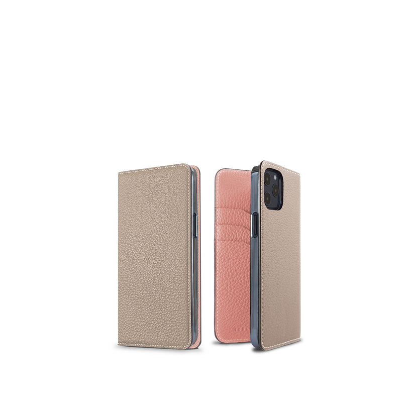 (iPhone 12 / 12 Pro) ダイアリーケース シュリンクレザー