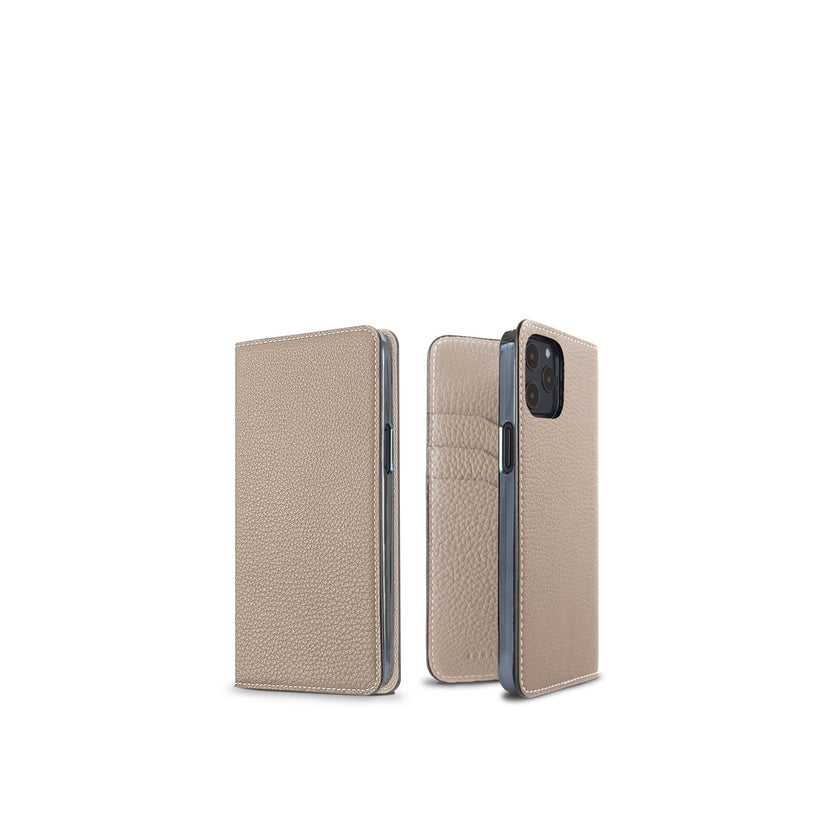 (iPhone 12 / 12 Pro) ダイアリーケース シュリンクレザー