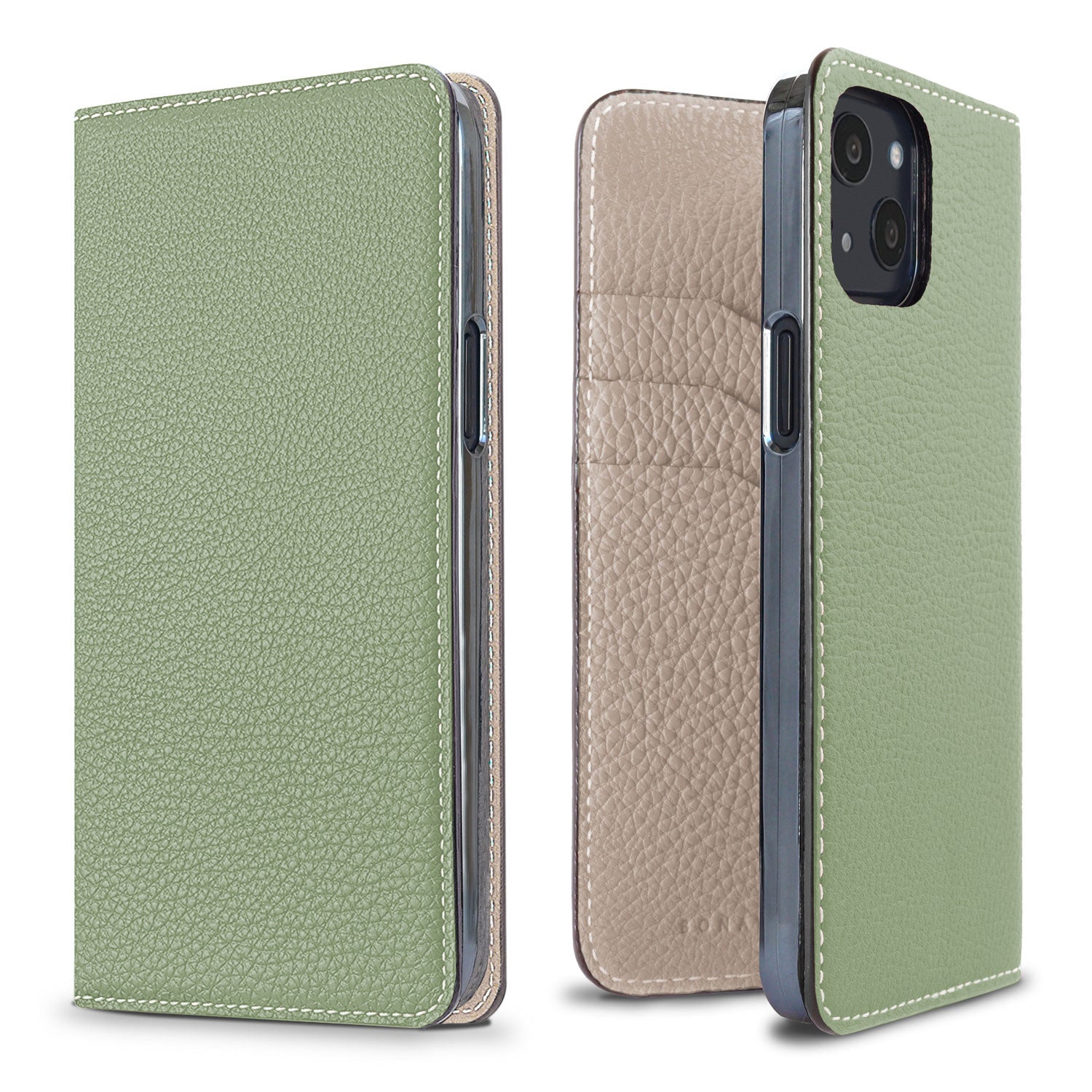(iPhone 13) Diary case in shrink leather