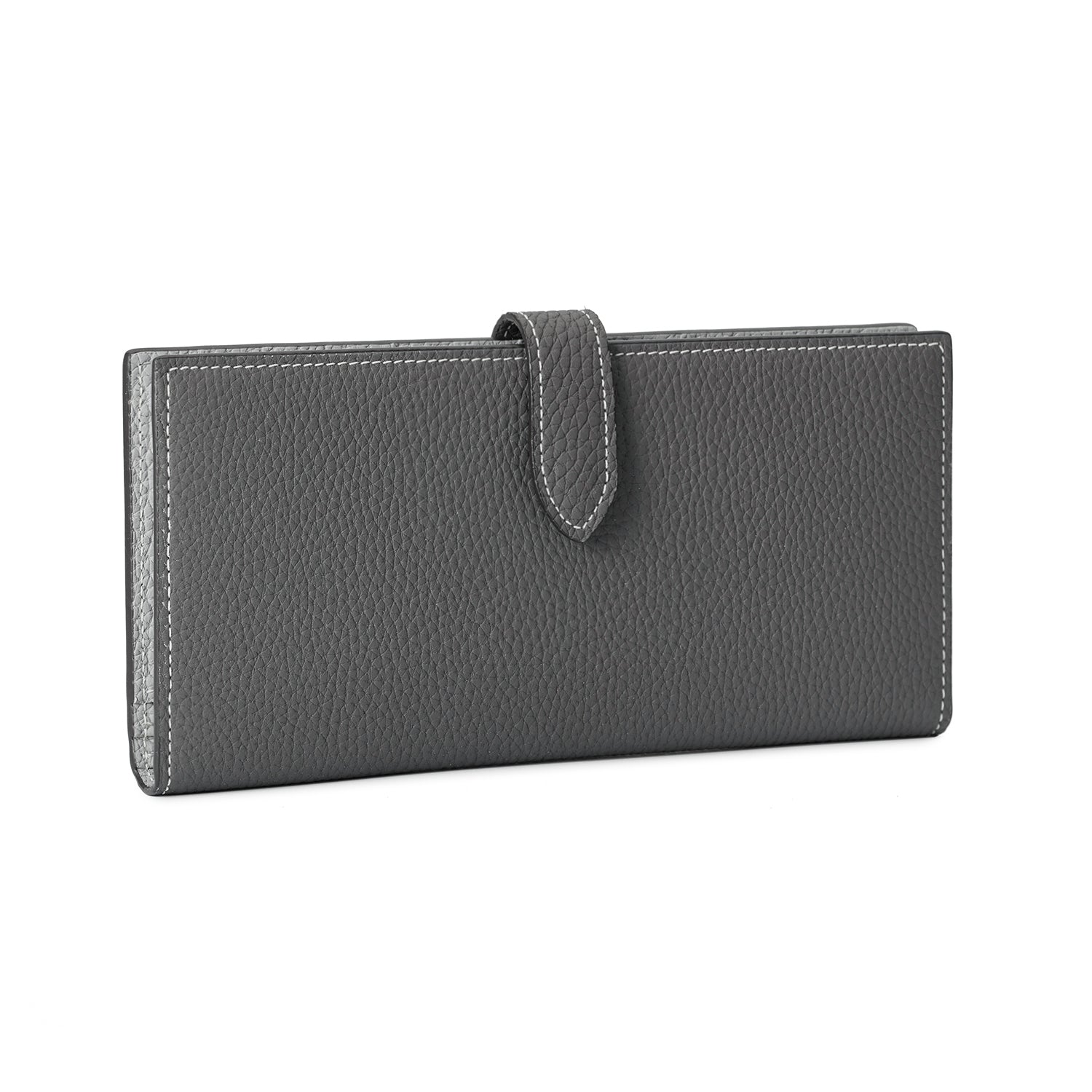 Belted long wallet in shrink leather
