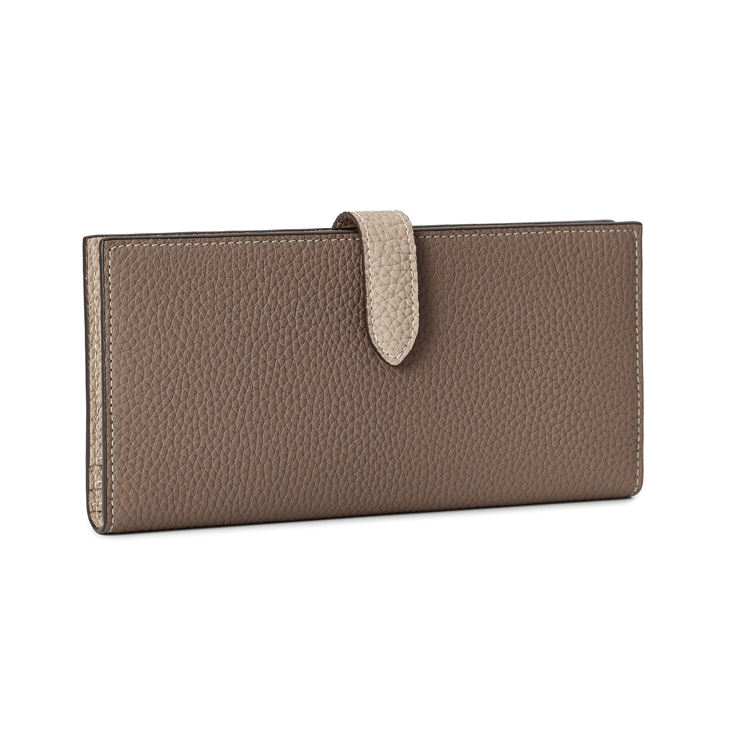 Belted long wallet in shrink leather