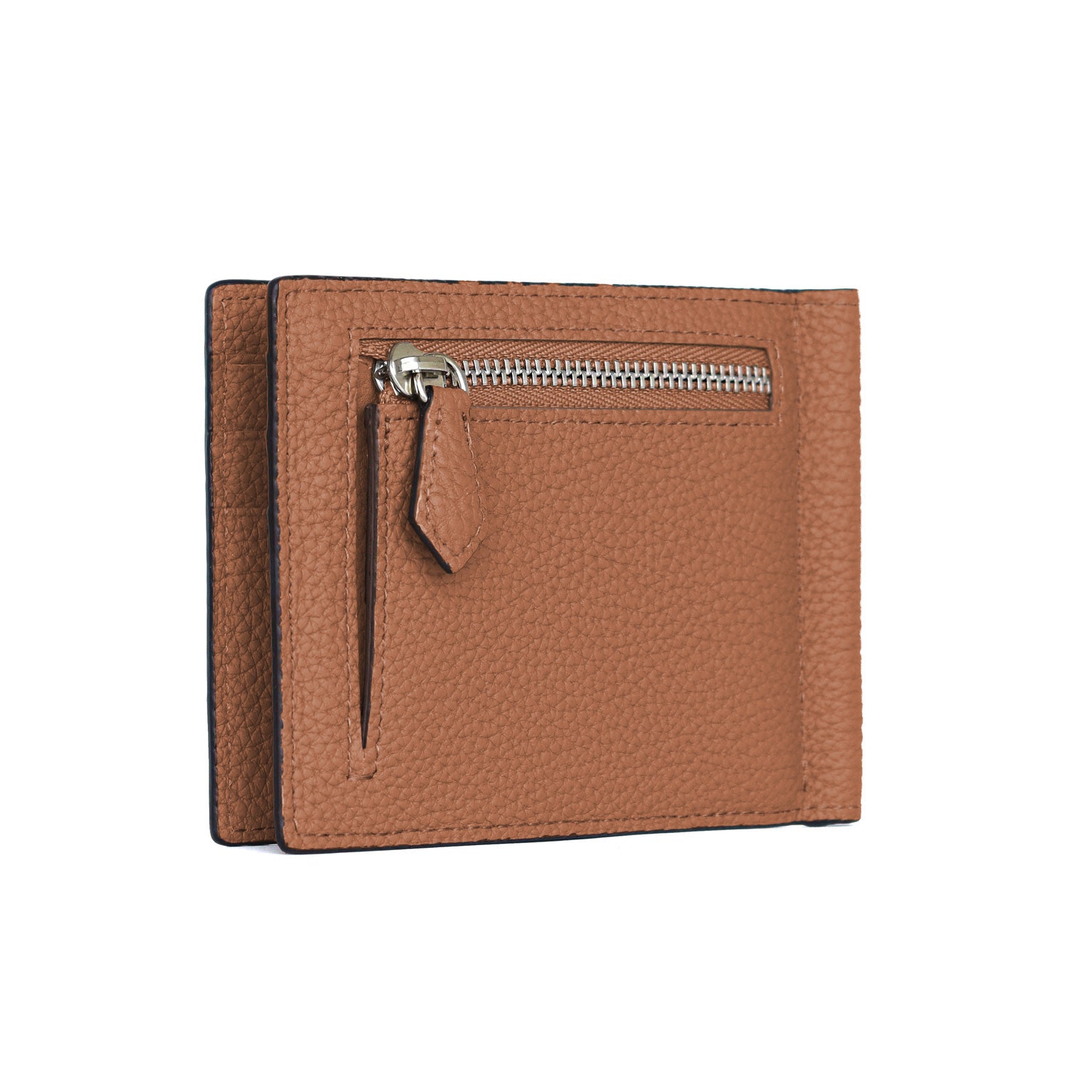 Bifold Bill Clip with Coin Case in Shrink Leather