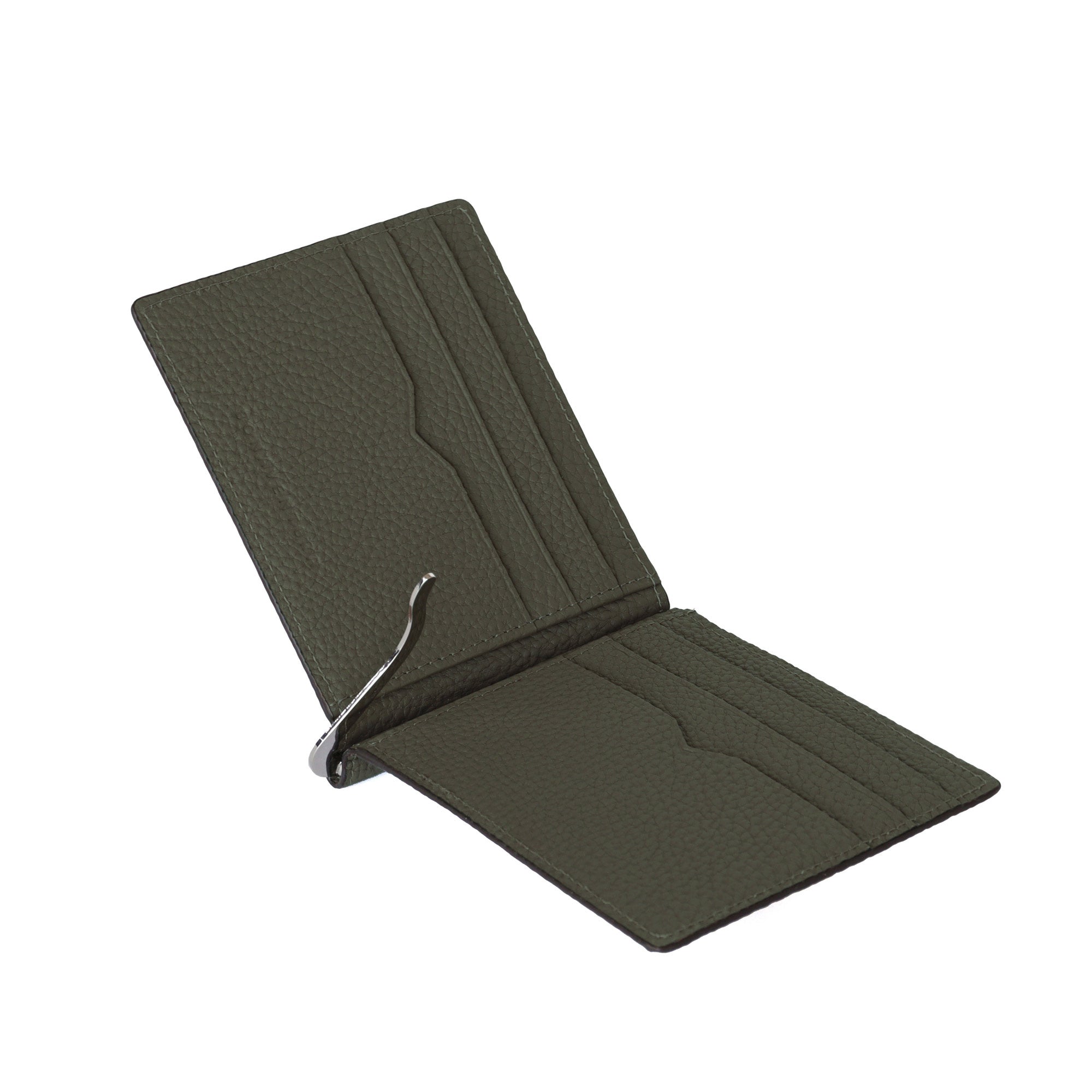 Bifold Bill Clip with Coin Case in Shrink Leather