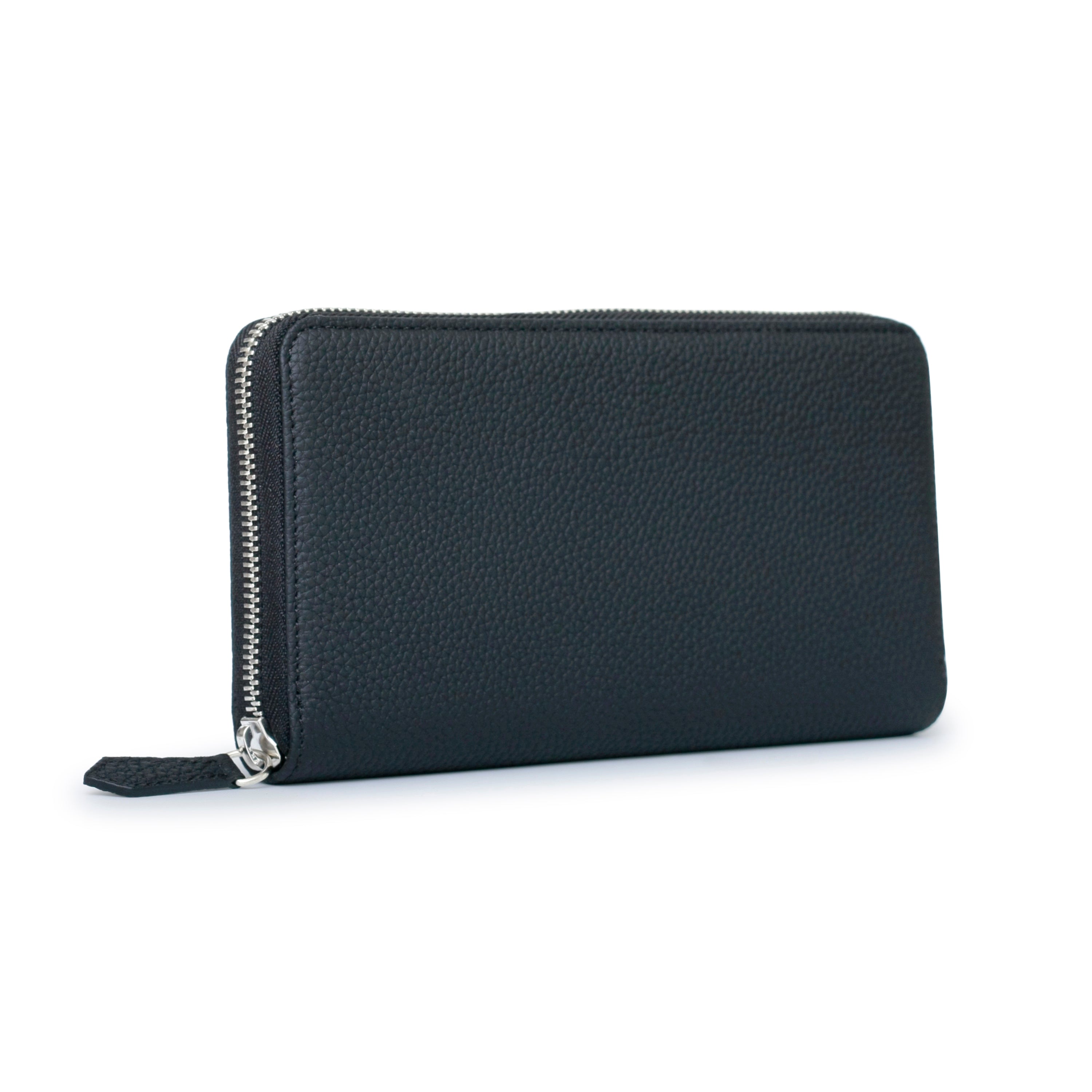 Long zip wallet in shrunk leather