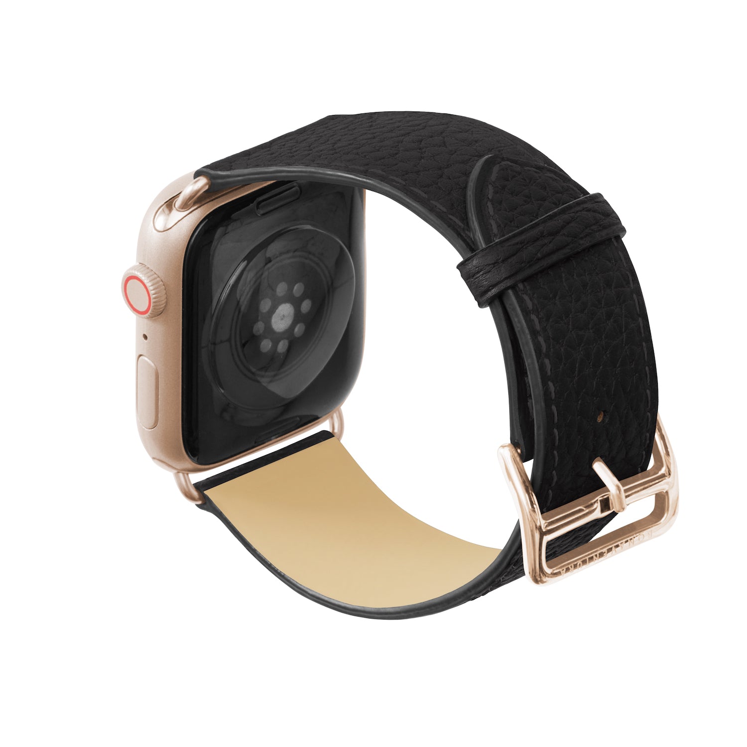 Apple Watch レザーバンド【42mm/44mm/45mm/49mm, M/Lサイズ】 (アダプター：ゴールド)